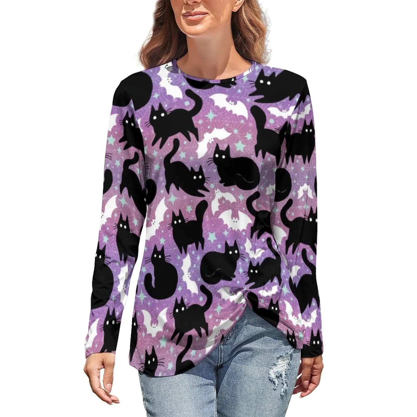 Funny Black Cat T Shirt Pastel Halloween Simple Long-Sleeve T-Shirts Classic Oversized Tees Women Graphic Tops Birthday Present
Funny Black Cat T Shirt Pastel Halloween Simple Long-Sleeve T-Shirts Classic Oversized Tees Women Graphic Tops Birthday Present