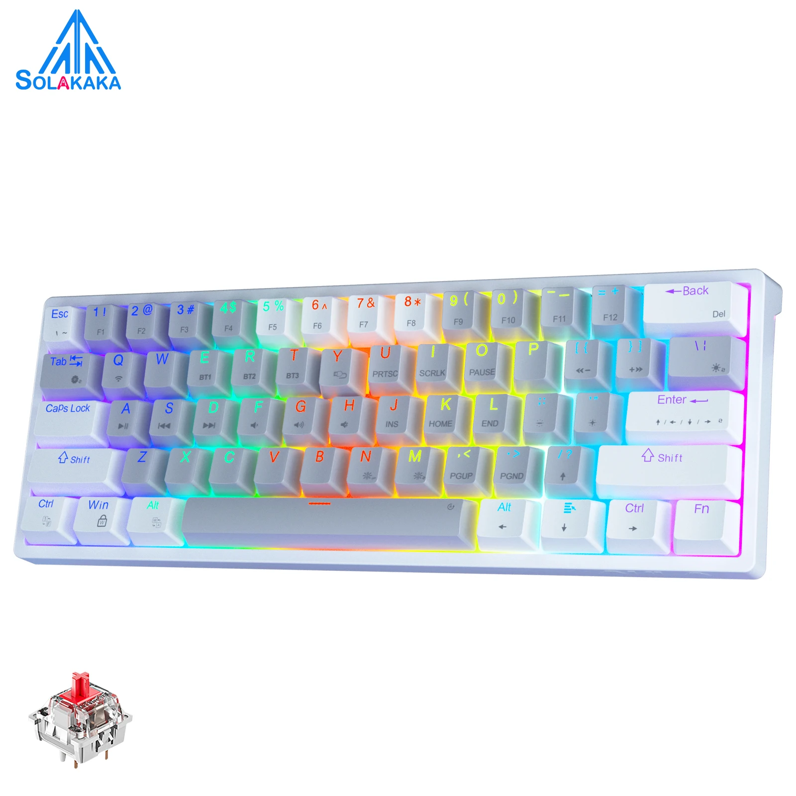 SOLAKAKA SK961 60% RGB Triple Mode Mechanical Keyboard BT5.0/2.4G/USB-C 61 Keys Hot Swappable Bluetooth Wireless Gamer Keyboard
SOLAKAKA SK961 60% RGB Triple Mode Mechanical Keyboard BT5.0/2.4G/USB-C 61 Keys Hot Swappable Bluetooth Wireless Gamer Keyboard