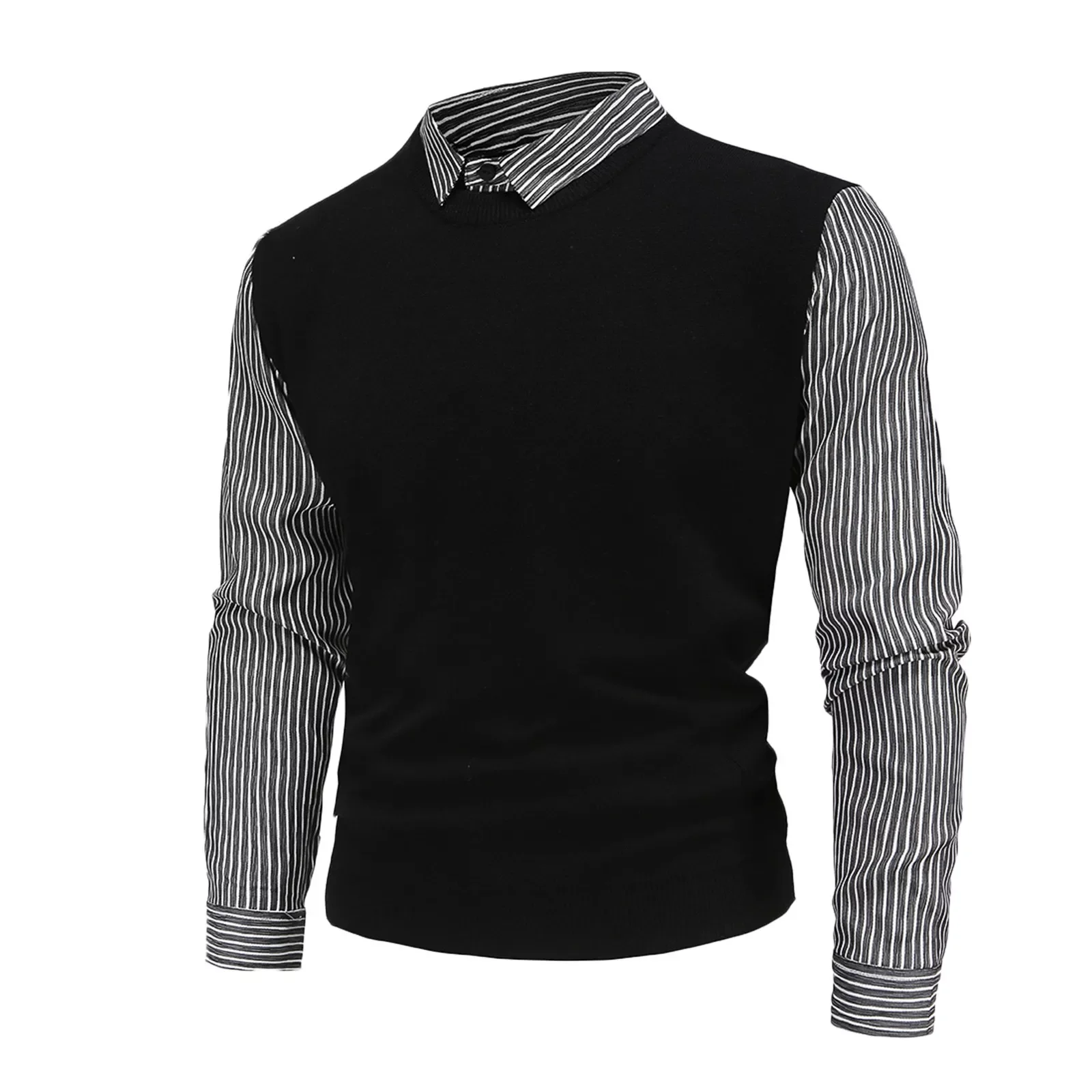 NEW IN Men's Autumn And Winter British Slim Top Blouse Striped Shirt Fake Two-piece Sweater Fashion Handsome Top Blouses
NEW IN Men's Autumn And Winter British Slim Top Blouse Striped Shirt Fake Two-piece Sweater Fashion Handsome Top Blouses