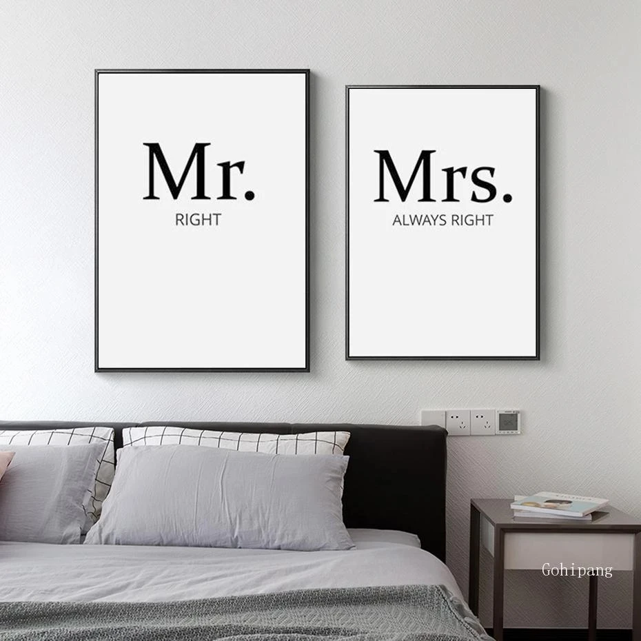 Quotes Black and White Canvas Paintings Mr Right Mrs Always Right Couples Wall Art Prints and Posters Pictures for Bedroom Decor
Quotes Black and White Canvas Paintings Mr Right Mrs Always Right Couples Wall Art Prints and Posters Pictures for Bedroom Decor