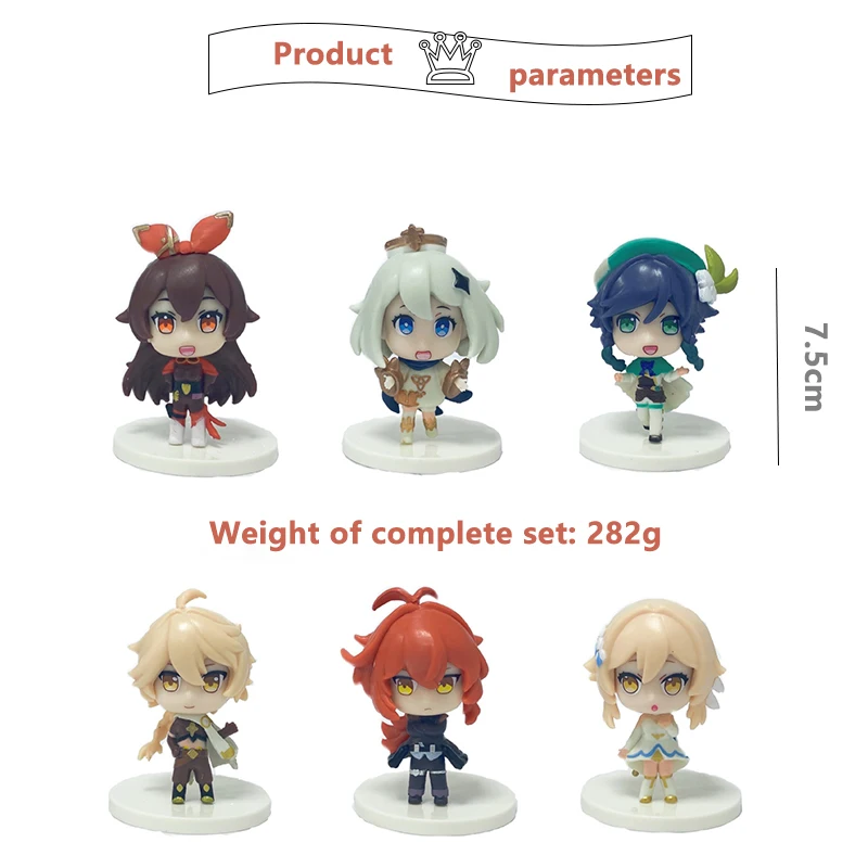 Фигурка аниме Genshin Impact, персонажи Каваий из ПВХ, 6/7 шт., коллекционные искусственные куклы, игрушки для детей
Фигурка аниме Genshin Impact, персонажи Каваий из ПВХ, 6/7 шт., коллекционные искусственные куклы, игрушки для детей