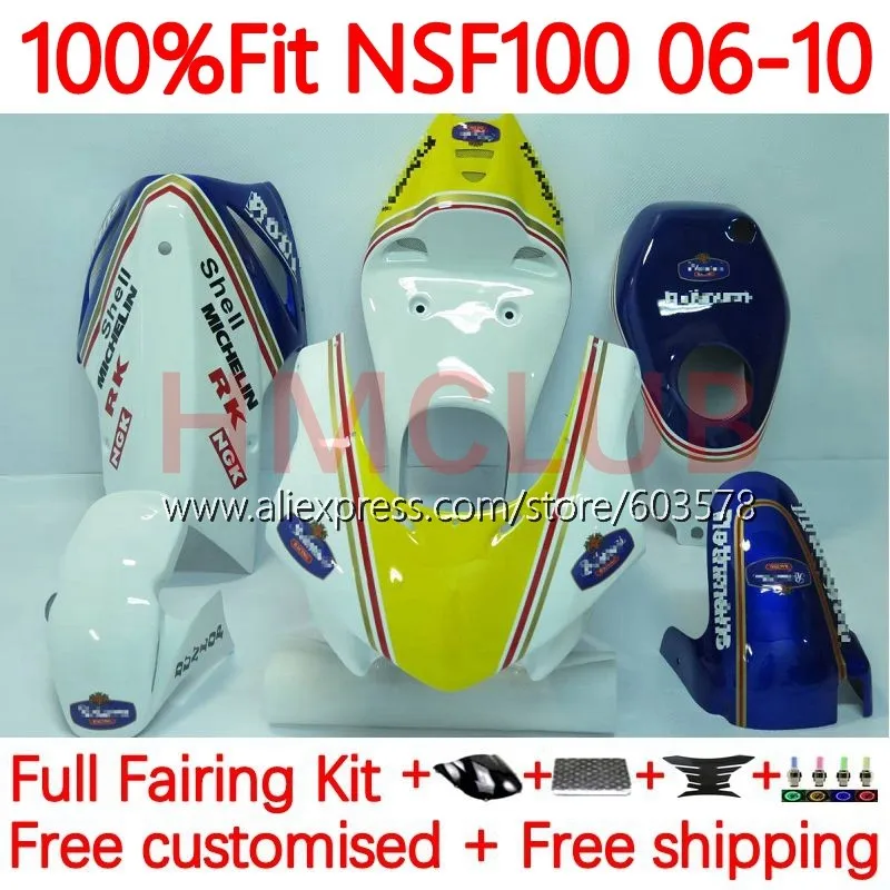 Fiberglass Race For HONDA NSF 100 NSF100 2006 2007 2008 2009 2010 NSF-100 Rothmans Blue 06 07 08 09 10 Injection Fairing 77No.62
Fiberglass Race For HONDA NSF 100 NSF100 2006 2007 2008 2009 2010 NSF-100 Rothmans Blue 06 07 08 09 10 Injection Fairing 77No.62