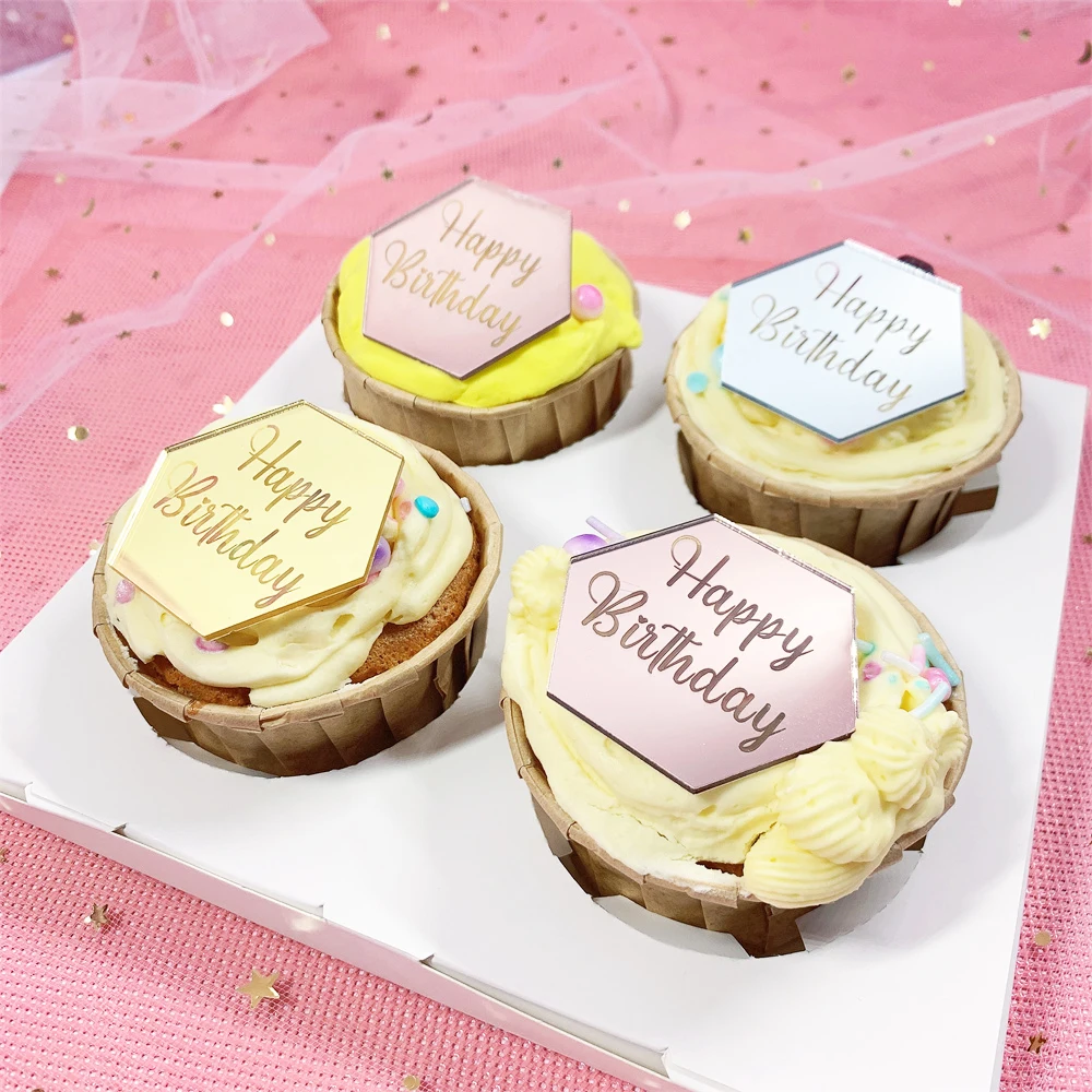 10Pcs Set Golden Acrylic Mirror Happy Birthday Cupcake Topper Wedding Party Cupcakes Insert Flag Baby Shower Cake Decorations
10Pcs Set Golden Acrylic Mirror Happy Birthday Cupcake Topper Wedding Party Cupcakes Insert Flag Baby Shower Cake Decorations
