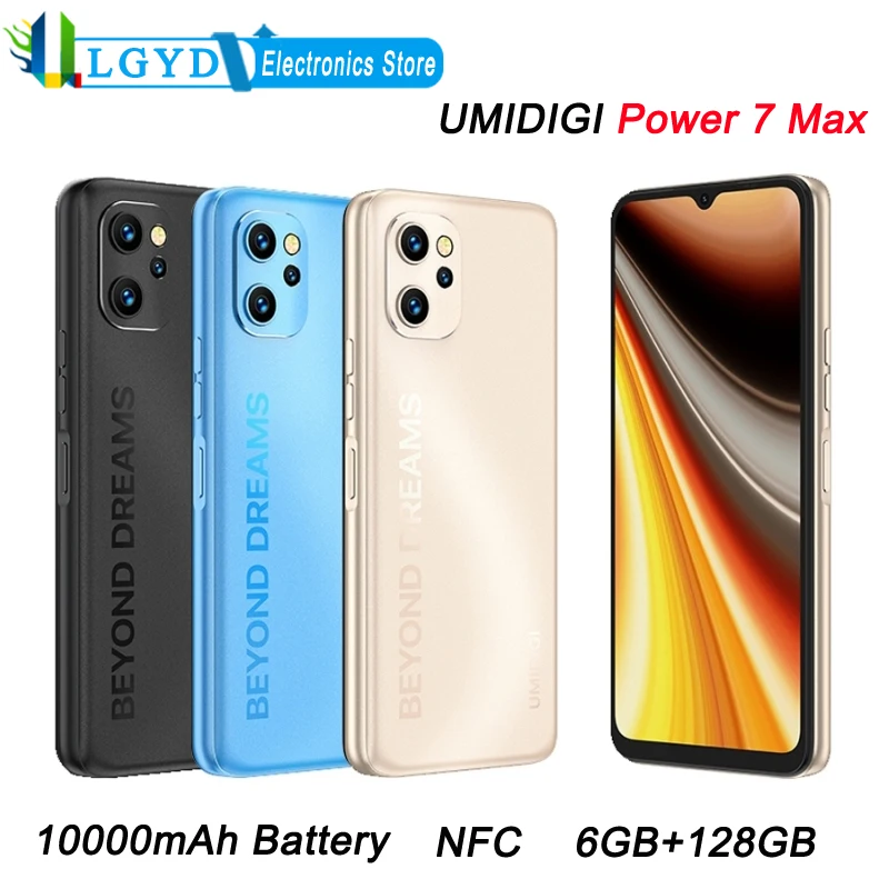 

UMIDIGI Power 7 Max Global 4G Network Phone 6GB RAM 128GB ROM 6.7'' Android 11 Unisoc T610 Octa Core 10000mAh 48MP Camera NFC