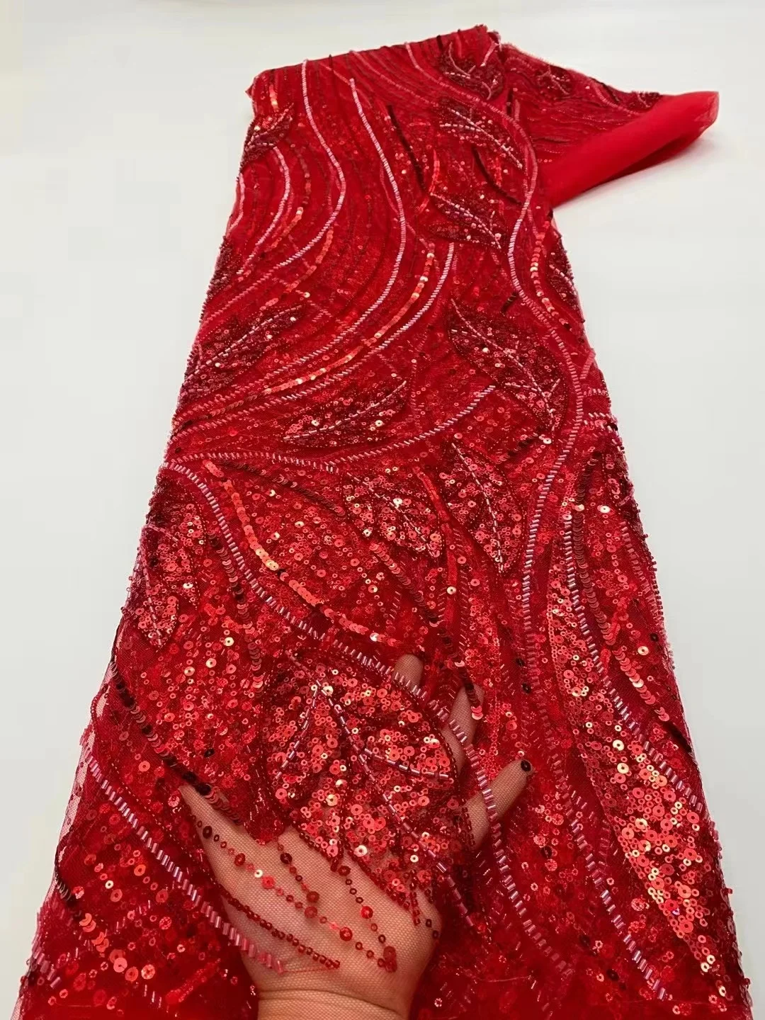 French Lace Fabric 2022 red High Quality Lace With Beads Latest Nigerian African Embroidery Tulle Lace Fabric For Wedding
French Lace Fabric 2022 red High Quality Lace With Beads Latest Nigerian African Embroidery Tulle Lace Fabric For Wedding