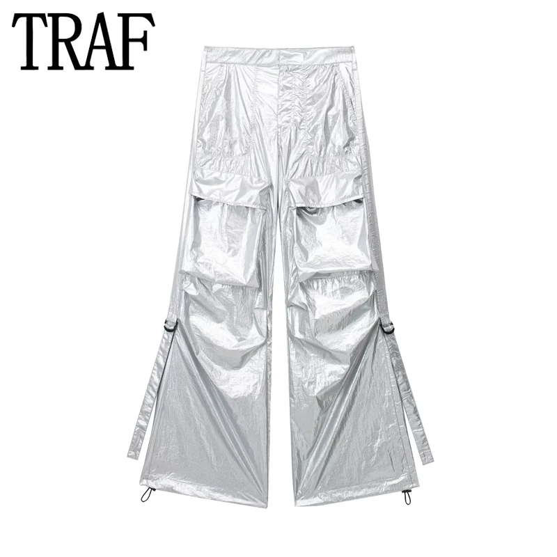 TRAF 2023 Cargo Pants Women Silver High Waist Baggy Pants Woman Fashion Streetwear Y2k Pants Summer Casual Women's Trousers
TRAF 2023 Cargo Pants Women Silver High Waist Baggy Pants Woman Fashion Streetwear Y2k Pants Summer Casual Women's Trousers