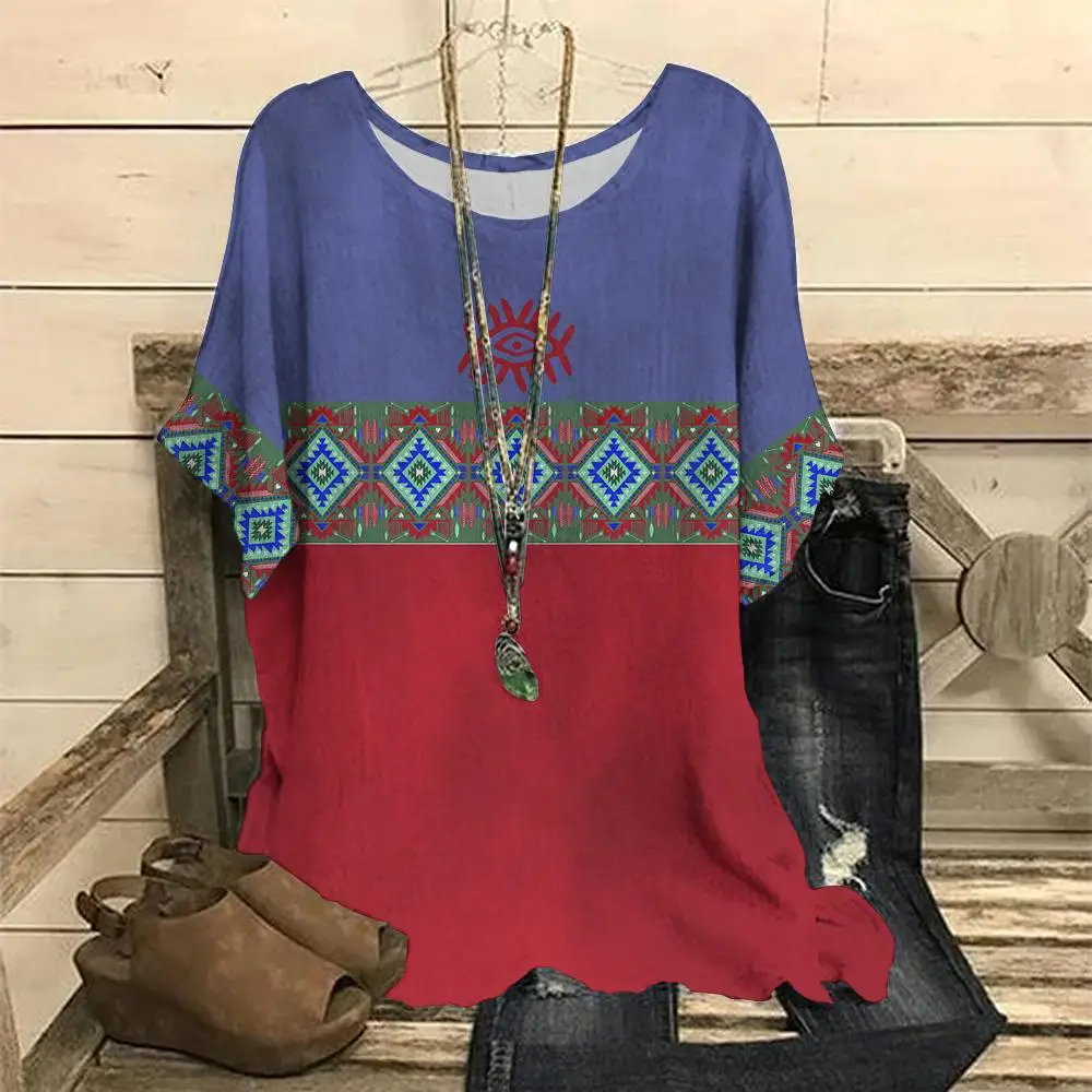 Ethnic Print Tshirt 2023 Summer Women Tshirt Vintage O-Neck Female Clothing Casual Short Sleeve Top Oversized Loose Tee Pullover
Ethnic Print Tshirt 2023 Summer Women Tshirt Vintage O-Neck Female Clothing Casual Short Sleeve Top Oversized Loose Tee Pullover