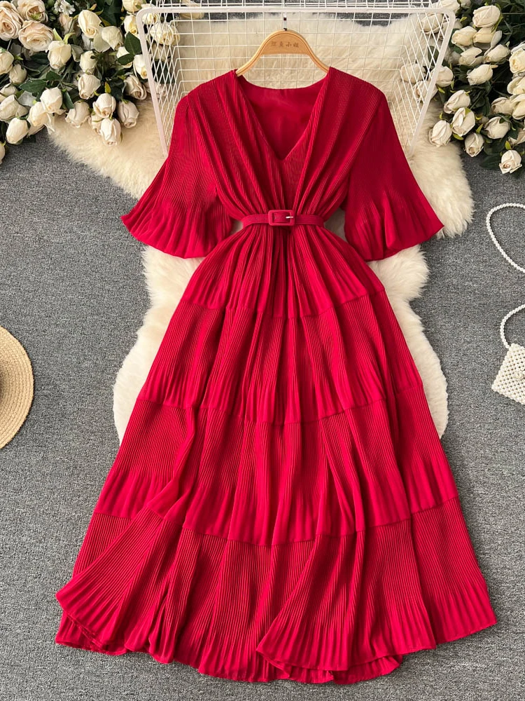 MFSSOM New Casual Spring Autumn Solid Slim Short Lady Dress A Line V Neck Chiffon Pullover Mid-Calf Women Dresses
MFSSOM New Casual Spring Autumn Solid Slim Short Lady Dress A Line V Neck Chiffon Pullover Mid-Calf Women Dresses
