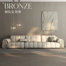 Light Luxury Piano Keys Sofa Genuine Leather Simple Living Room First Layer Cowhide Corner Combination Straight Row