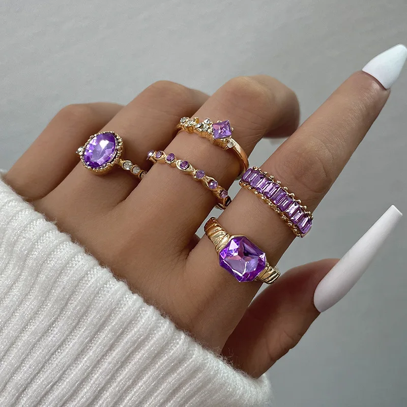 Vintage Purple Rhinestones Ring Set Geometric Imitation Crystal Bohemian Ring for Women Jewelry Wedding Party Accessories Gifts
Vintage Purple Rhinestones Ring Set Geometric Imitation Crystal Bohemian Ring for Women Jewelry Wedding Party Accessories Gifts