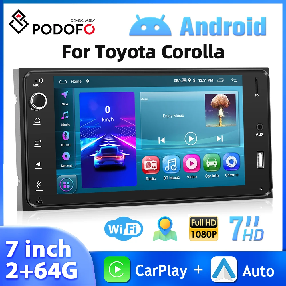 Автомагнитола Podofo, 7 дюймов, Android, 2 + 64 ГБ, GPS, Wi-Fi, FM
Автомагнитола Podofo, 7 дюймов, Android, 2 + 64 ГБ, GPS, Wi-Fi, FM