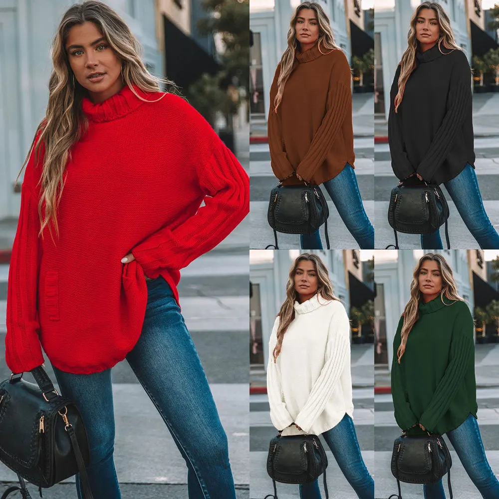 2023 Autumn and Winter New Solid Color Pullover Womens Sweater Loose Solid Color High Neck Sweater for Women
2023 Autumn and Winter New Solid Color Pullover Womens Sweater Loose Solid Color High Neck Sweater for Women