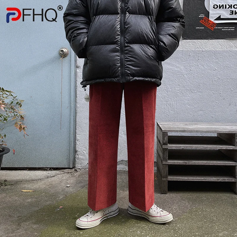 

Вельветовые элегантные мужские брюки PFHQ Весна 2023 высококачественные корейские стильные свободные прямые широкие повседневные брюки модны...