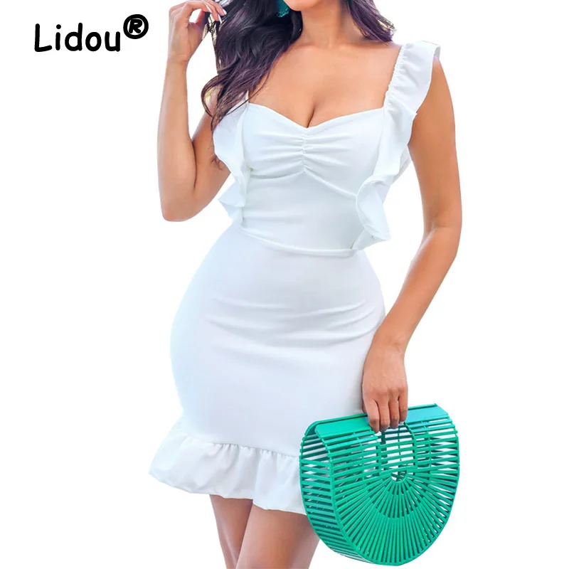 Summer New Square Collar Butterfly Sleeve Hip Skirt Sexy Dresses for Women Party Club Night 2022 Ruffles Women's Clothing Lady
Summer New Square Collar Butterfly Sleeve Hip Skirt Sexy Dresses for Women Party Club Night 2022 Ruffles Women's Clothing Lady
