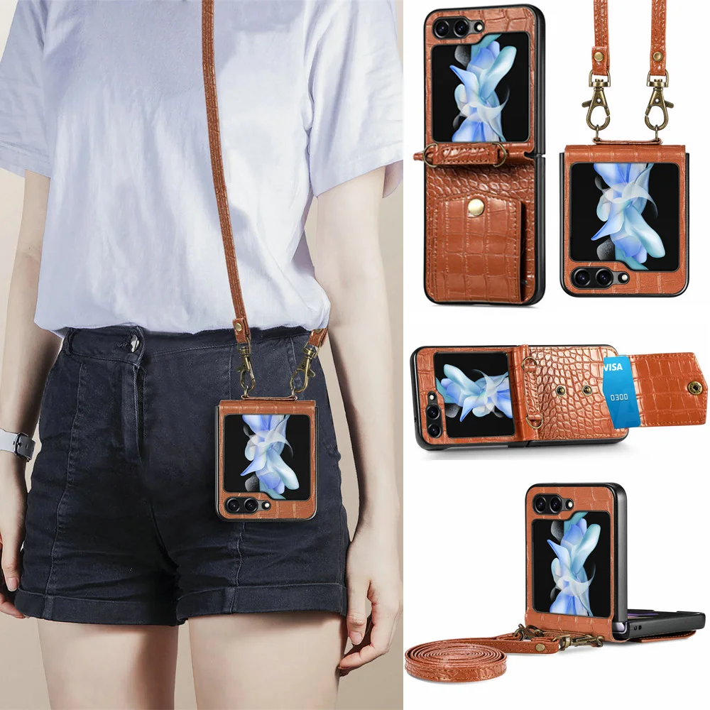 Z Flip 4 Flip5 5G Leather Card RFID Back Case for Samsung Galaxy Z Flip 5 Flip4 Cover Crossbody Shoulder Strap Cord Wallet Funda
Z Flip 4 Flip5 5G Leather Card RFID Back Case for Samsung Galaxy Z Flip 5 Flip4 Cover Crossbody Shoulder Strap Cord Wallet Funda