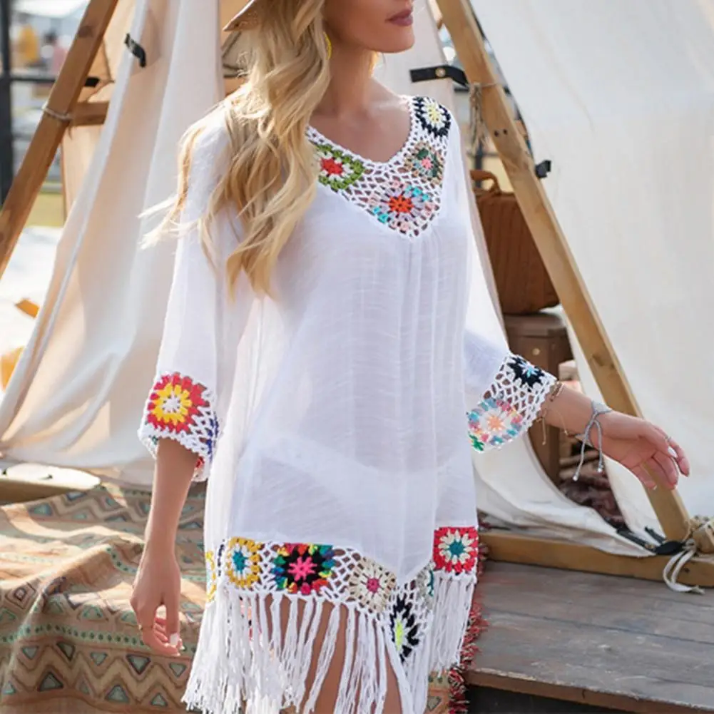 Popular Swimsuit Cover Up Female Women Cover Up Solid Color Loose-fitting Sun Protection Swimwear Tunic Crochet Patchwork
Popular Swimsuit Cover Up Female Women Cover Up Solid Color Loose-fitting Sun Protection Swimwear Tunic Crochet Patchwork