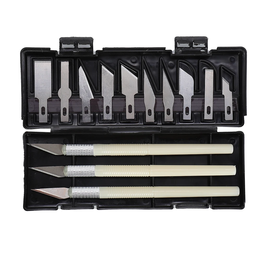 13PCS Precision Cutter Set Exacto Hand Tool Set Knife Tools Kit Paper Cut Carving Aluminum Alloy Cutter Blades DIY Repair Box
13PCS Precision Cutter Set Exacto Hand Tool Set Knife Tools Kit Paper Cut Carving Aluminum Alloy Cutter Blades DIY Repair Box