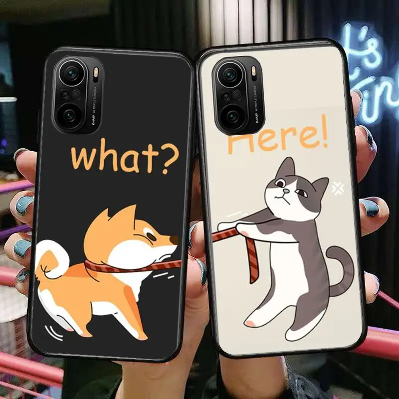 

Couple cat and dog Phone Case For xiaomi redmi POCO F1 F2 F3 X3 Pro M3 9C 10T Lite NFC Black Cover Silicone Back Prett mi 10 ult
