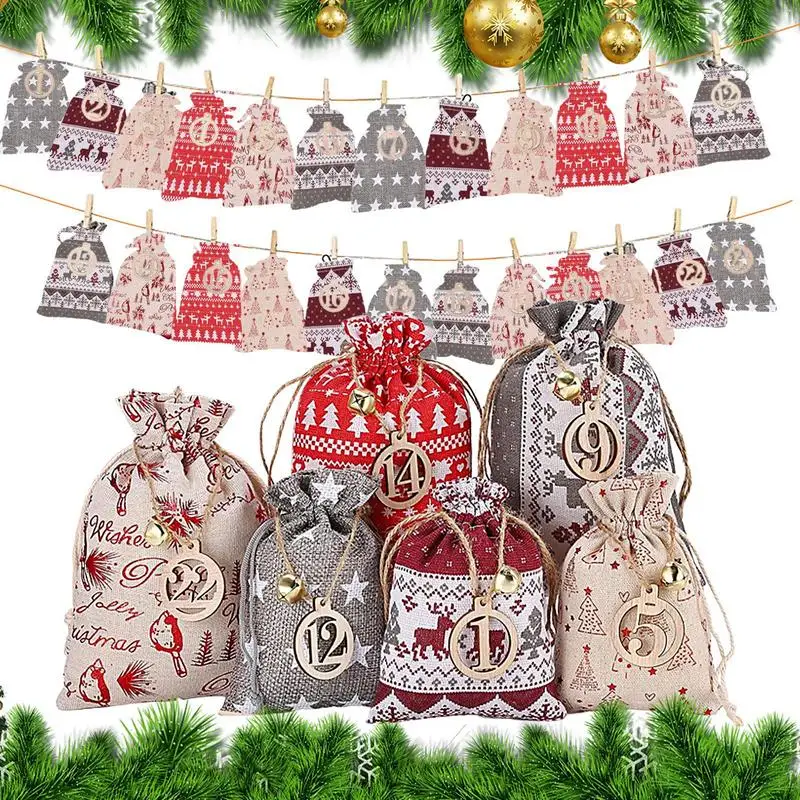 Christmas Advent Calendar Candy Bag Creative 24 Days Countdown To Christmas Reusable Burlap Bags Christmas Home outdoor Decor
Christmas Advent Calendar Candy Bag Creative 24 Days Countdown To Christmas Reusable Burlap Bags Christmas Home outdoor Decor