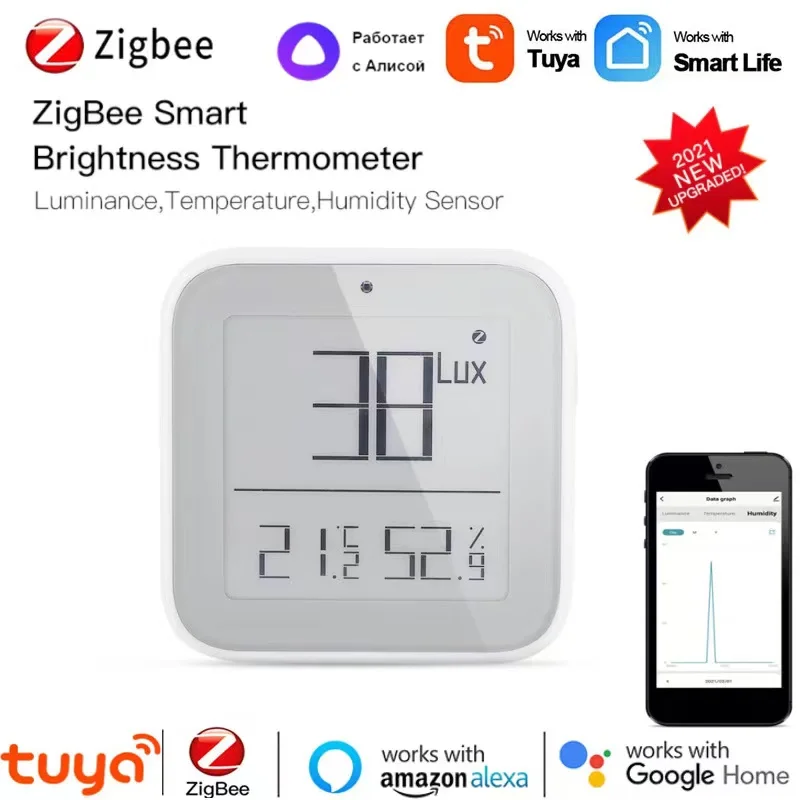 Умный датчик температуры и влажности Tuya ZigBee/Bluetoot со светодиодным экраном, работает с Alexa Google Assistant через Tuya Zigbee Hub
Умный датчик температуры и влажности Tuya ZigBee/Bluetoot со светодиодным экраном, работает с Alexa Google Assistant через Tuya Zigbee Hub