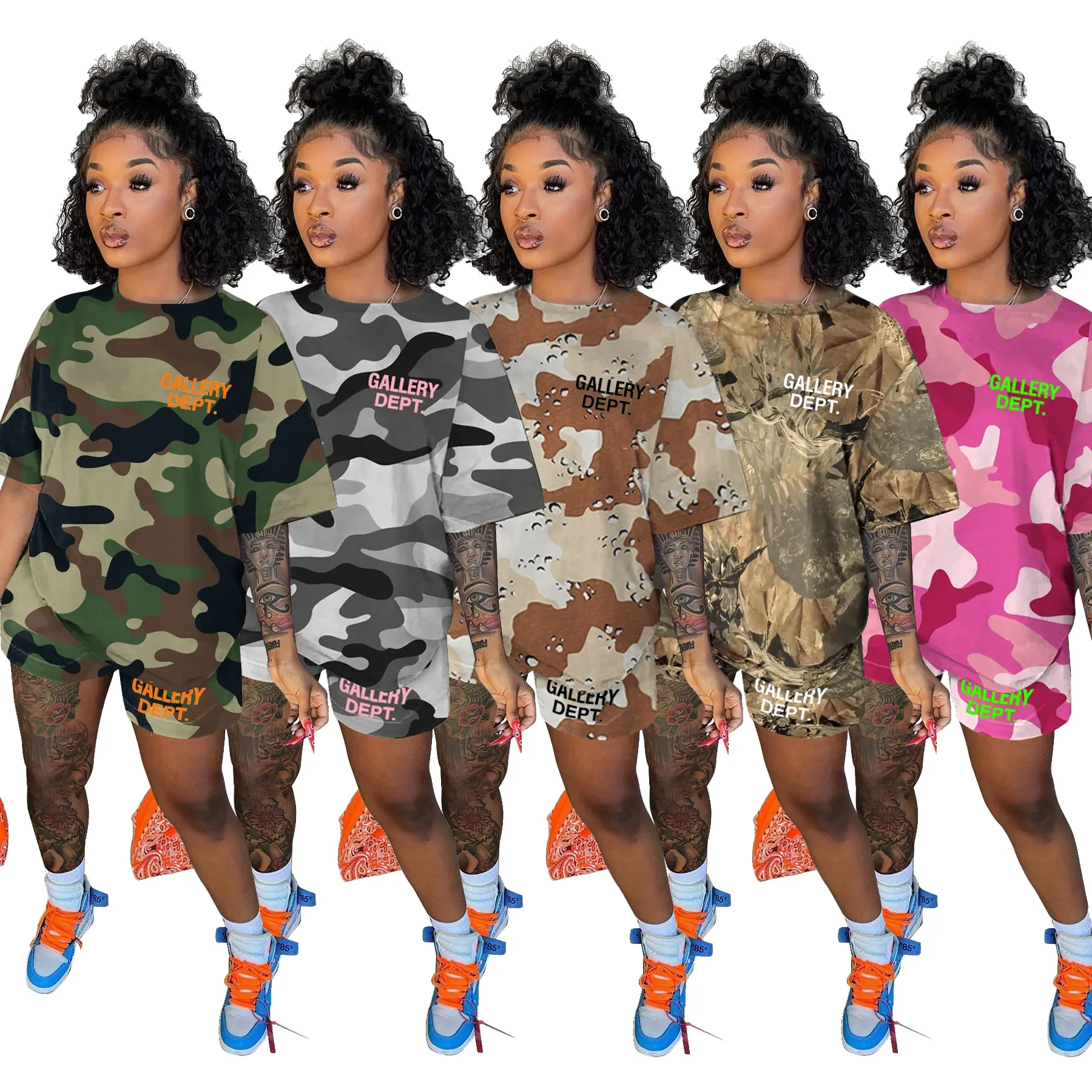 NEW2023 Echoine 2022 Summer New Women Camouflage Printi loose Top and Elastic Waist Shorts Two Piece Set Fashion Casual Party Ou
NEW2023 Echoine 2022 Summer New Women Camouflage Printi loose Top and Elastic Waist Shorts Two Piece Set Fashion Casual Party Ou