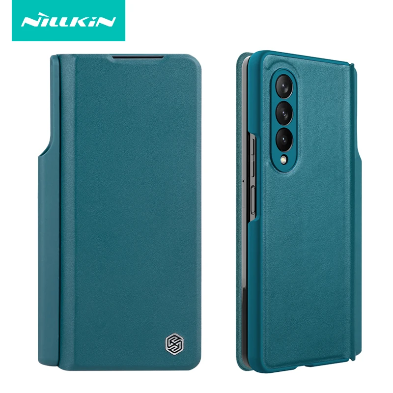 

For Samsung Galaxy Z Fold 3 Case Nillkin Qin Luxury Vintage PU Leather Flip Stand Book Cover with S Pen Case Holder For W22 5G