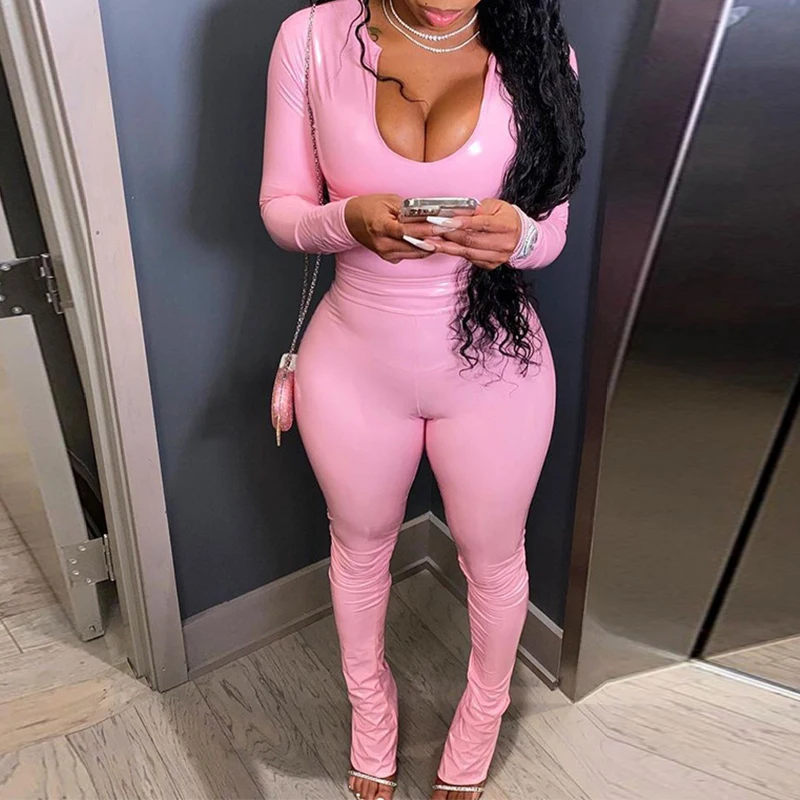 Womens Two 2 Piece Sets Pink Autumn Winter Tracksuit For Women Outfits Long Sleeve Crop Top Pants Suits Pu Leather Matching Sets
Womens Two 2 Piece Sets Pink Autumn Winter Tracksuit For Women Outfits Long Sleeve Crop Top Pants Suits Pu Leather Matching Sets