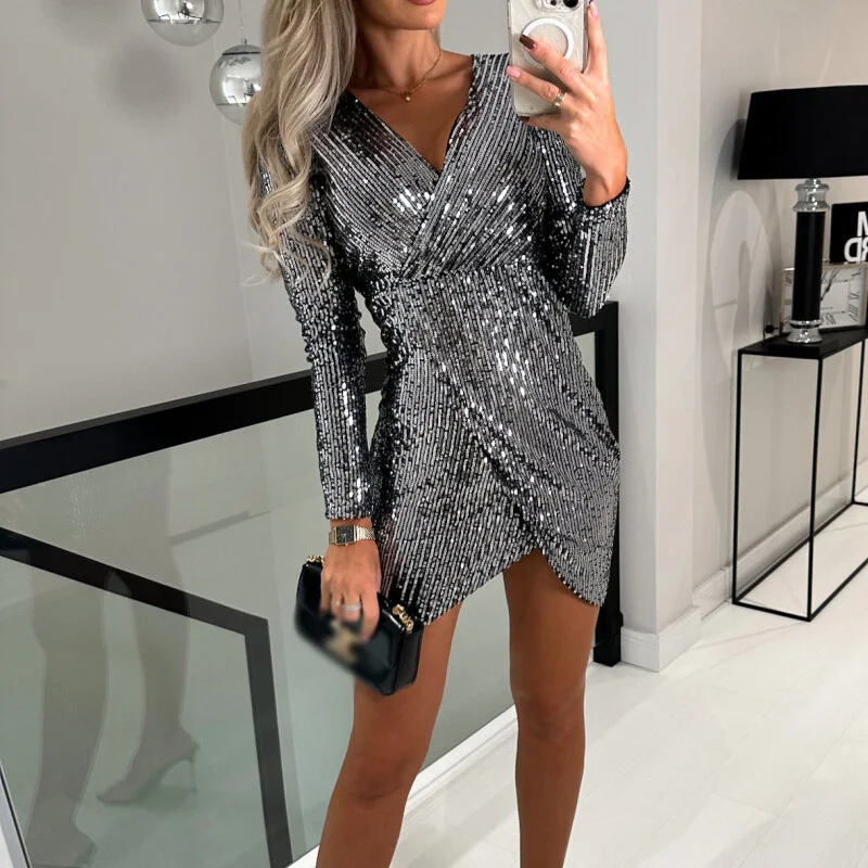 2023 Women's Dresses Lady Spring Fashion Sequins Package Hip Irregular Party Dress Sexy Deep V Neck Slim Evening Dress Vestidos
2023 Women's Dresses Lady Spring Fashion Sequins Package Hip Irregular Party Dress Sexy Deep V Neck Slim Evening Dress Vestidos