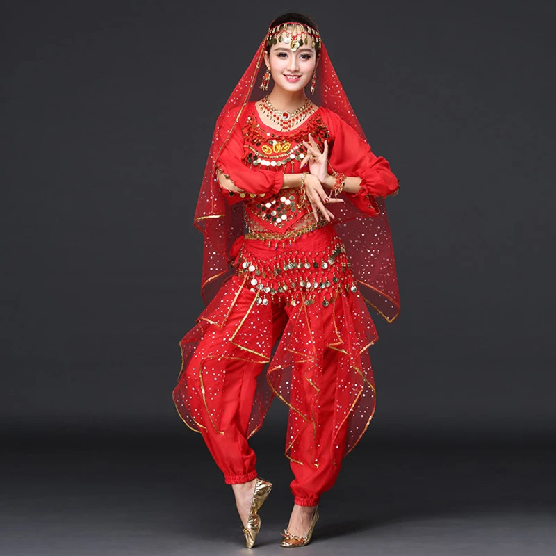 2019 Women Dance Clothes Sari Belly Dance Costume Set Bollywood Indian Pants Costume (include top, belt, trousers and veil)
2019 Women Dance Clothes Sari Belly Dance Costume Set Bollywood Indian Pants Costume (include top, belt, trousers and veil)