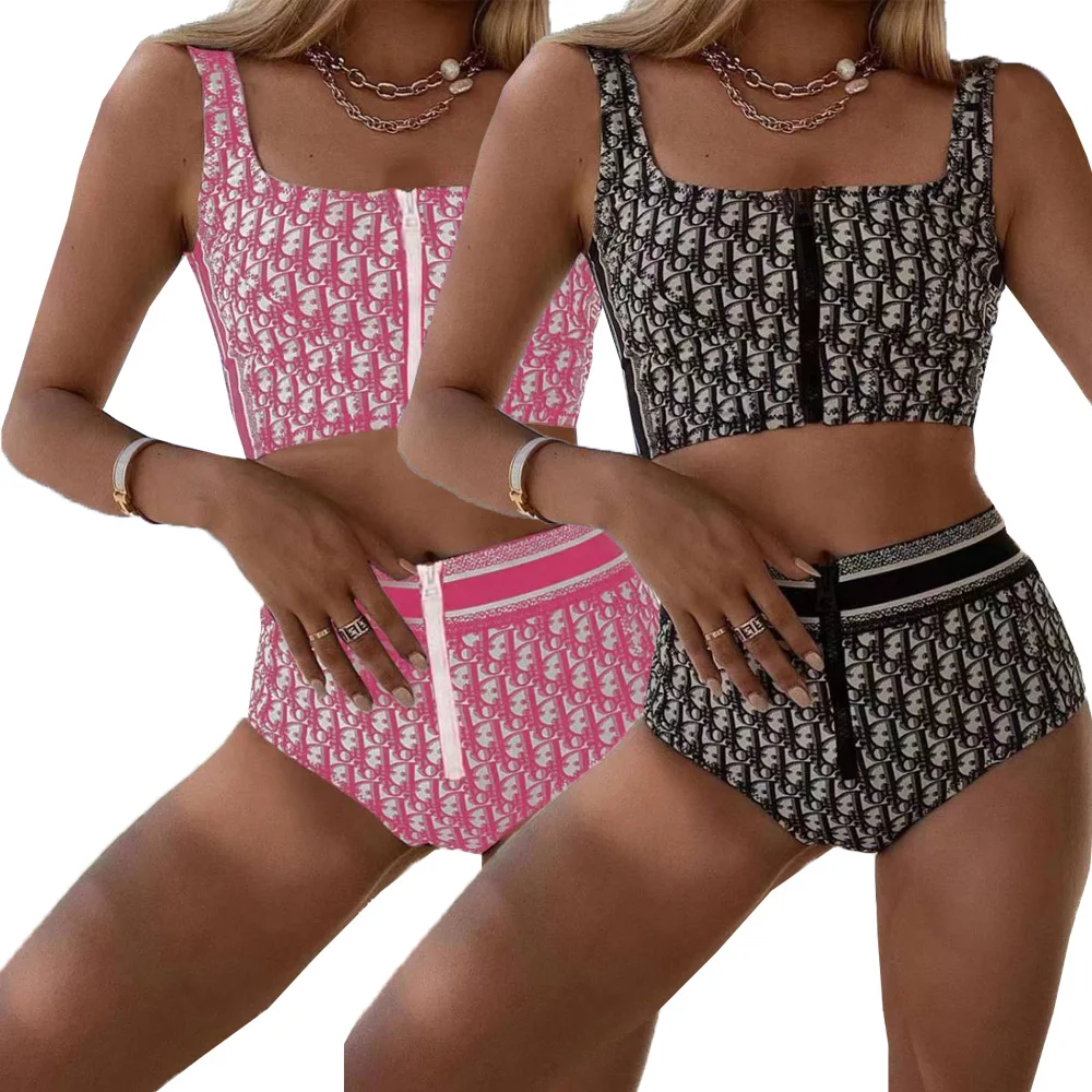 HAOOHU Summer new women's fashion print zipper vest tube top super shorts two-piece bikini suit beach vacation Y71187
HAOOHU Summer new women's fashion print zipper vest tube top super shorts two-piece bikini suit beach vacation Y71187