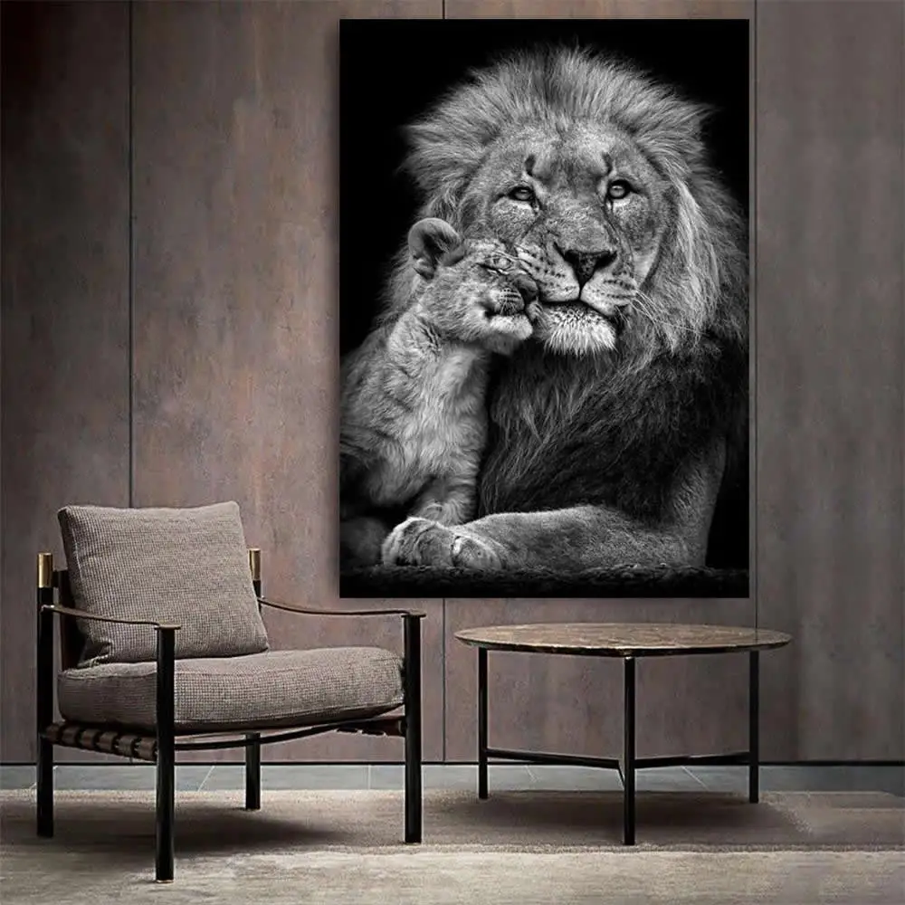 Lioness Lion Cub Canvas Painting on the Wall Art for Living Room Home Decoration Harmonious Lion Family Posters and Prints gift
Lioness Lion Cub Canvas Painting on the Wall Art for Living Room Home Decoration Harmonious Lion Family Posters and Prints gift