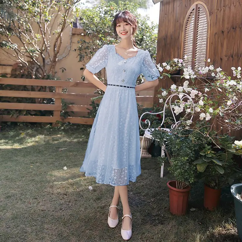 Summer New Arrival High-End Customization French Style Women Solid Squar Collar A-Line Dress Elegant Temperament
Summer New Arrival High-End Customization French Style Women Solid Squar Collar A-Line Dress Elegant Temperament