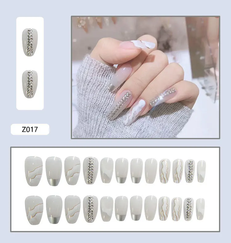 24pcs New Luxury Jewelry Long Ballet Coffin Fake Nails One Row Crystal Diamond White Transparent Silver False Nails Nail Tips
24pcs New Luxury Jewelry Long Ballet Coffin Fake Nails One Row Crystal Diamond White Transparent Silver False Nails Nail Tips