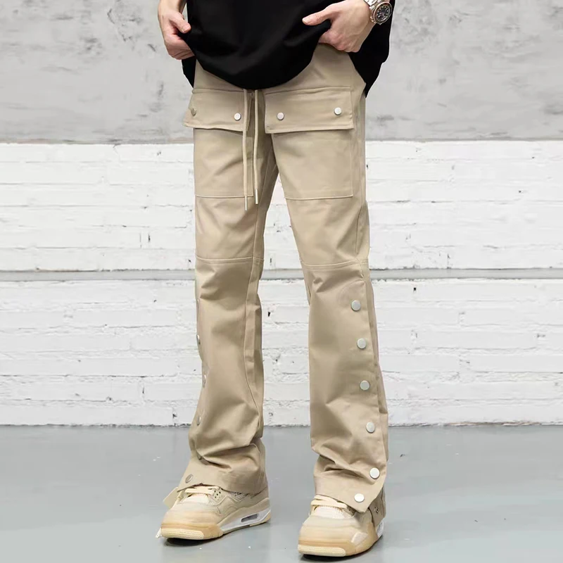 Drawstring Button Casual Streetwear Unisex Men's Side Ankle Trousers Overalls Pockets Cargo Color Solid Baggy Straight Pants
Drawstring Button Casual Streetwear Unisex Men's Side Ankle Trousers Overalls Pockets Cargo Color Solid Baggy Straight Pants