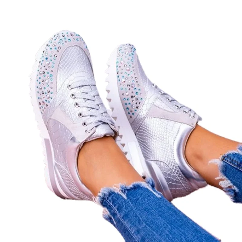 Женские спортивные туфли Стразы, модные женские спортивные кроссовки большого размера, противоскользящая обувь, Вулканизированная обувь, ... 
Женские спортивные туфли Стразы, модные женские спортивные кроссовки большого размера, противоскользящая обувь, Вулканизированная обувь, ...