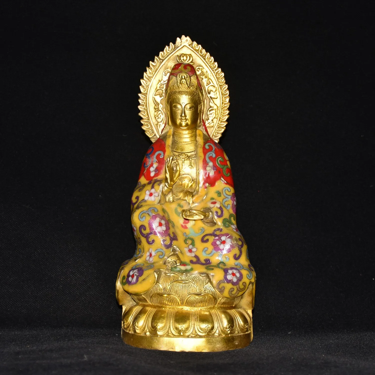 11"Tibet Temple Collection Old Bronze Cloisonne Enamel Floral texture Guanyin Bodhisattva Buddha Lotus Platform Worship Hall
11"Tibet Temple Collection Old Bronze Cloisonne Enamel Floral texture Guanyin Bodhisattva Buddha Lotus Platform Worship Hall