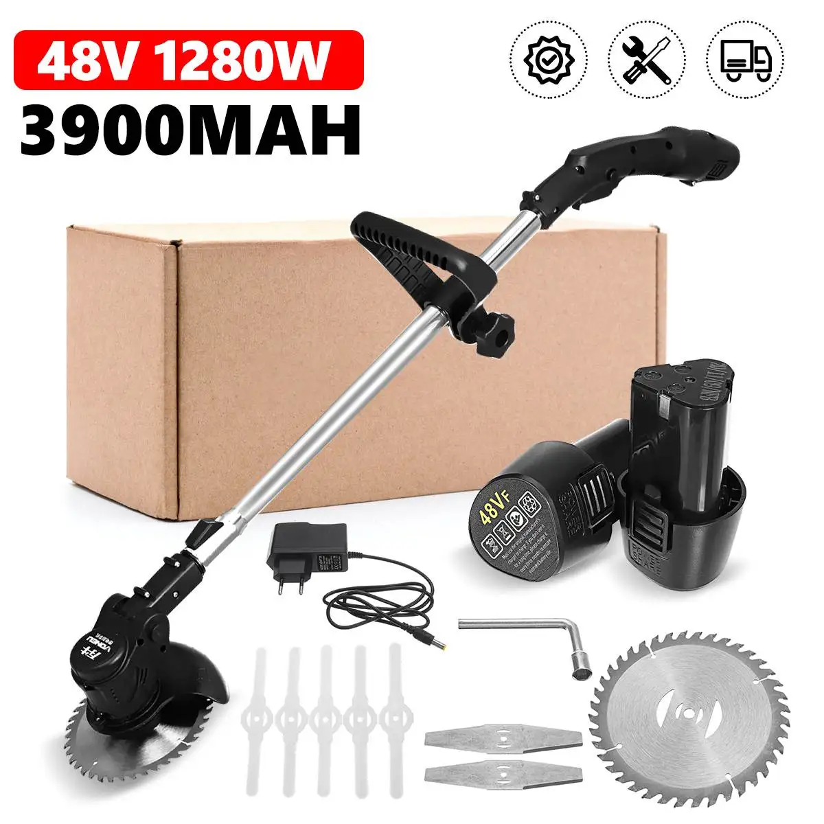 48VF 1280W Electric Lawn Mower Li-ion Cordless Grass Trimmer Pruning Garden Tools Compatible for Makita 12V Battery
48VF 1280W Electric Lawn Mower Li-ion Cordless Grass Trimmer Pruning Garden Tools Compatible for Makita 12V Battery