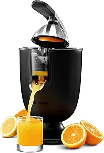 

Citrus Juicer Squeezer, for Orange, Lemon, Grapefruit, Stainless Steel 160 Watts of Power Soft Grip Handle and Cone Lid for Easy