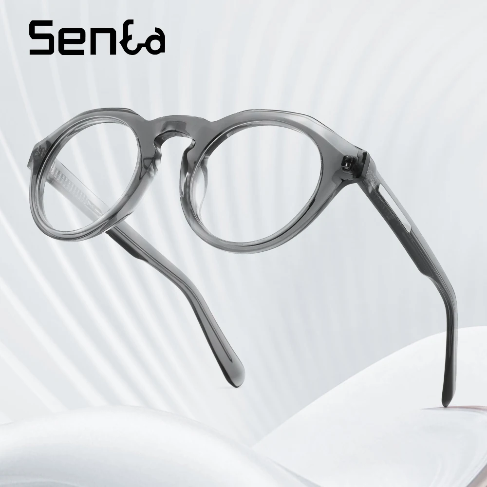 

Senta Blue Light Glasses Woman Resting Lenses Minus Sight Glasses Round Men's Grade Glasses Gamer Horn-rimmed Eyeglass Frame -2