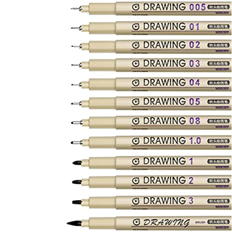 12Piece Painting Art Pens Black Fine Line Waterproof Ink Set Art Supplies Markers Drawing Sketch Anime Watercolor
12Piece Painting Art Pens Black Fine Line Waterproof Ink Set Art Supplies Markers Drawing Sketch Anime Watercolor