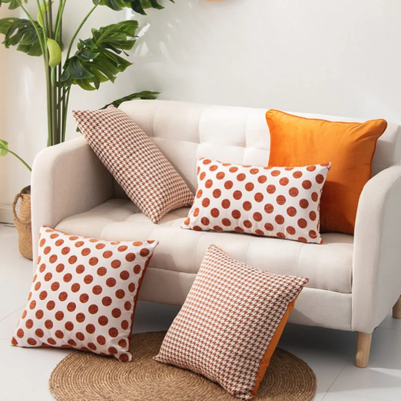 Orange Color Chenille Jacquard Cushion Cover Fashion Houndstooth Dots Throw Pillows Case Backrest Cover Home Fall Decoration
Orange Color Chenille Jacquard Cushion Cover Fashion Houndstooth Dots Throw Pillows Case Backrest Cover Home Fall Decoration
