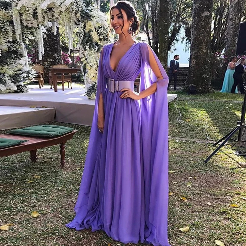 2022 Purple Formal Party Gowns A-line Chiffon V-Neck Sweep/Brush Evening Dresses Floor Length Draped Sleeveless Prom Gown
2022 Purple Formal Party Gowns A-line Chiffon V-Neck Sweep/Brush Evening Dresses Floor Length Draped Sleeveless Prom Gown