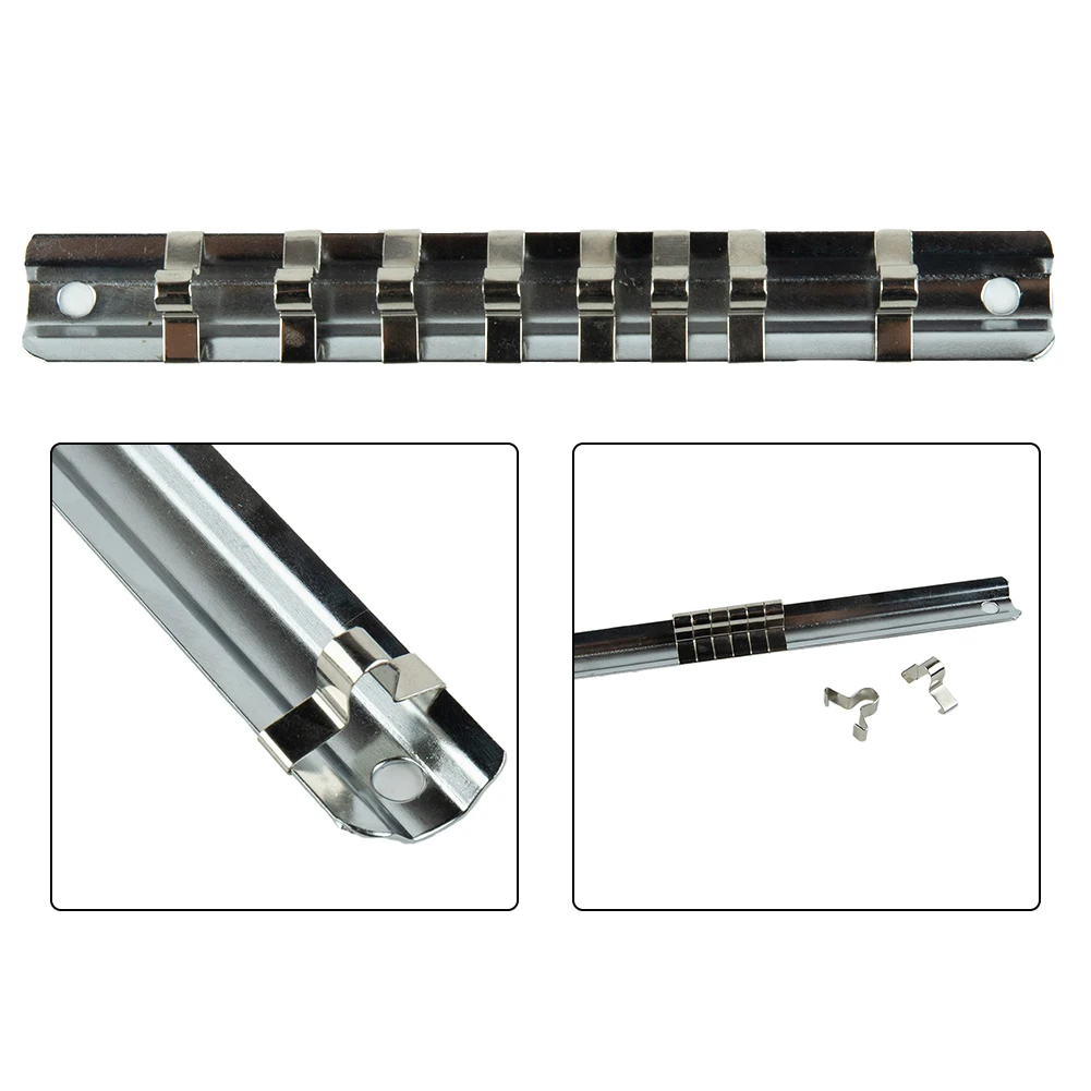 Socket Rack Holder 1/4 3/8 1/2inch With 8 Clips On Rail Tool Organizer Storage For Garage Workshop Manual Tool Accessories
Socket Rack Holder 1/4 3/8 1/2inch With 8 Clips On Rail Tool Organizer Storage For Garage Workshop Manual Tool Accessories