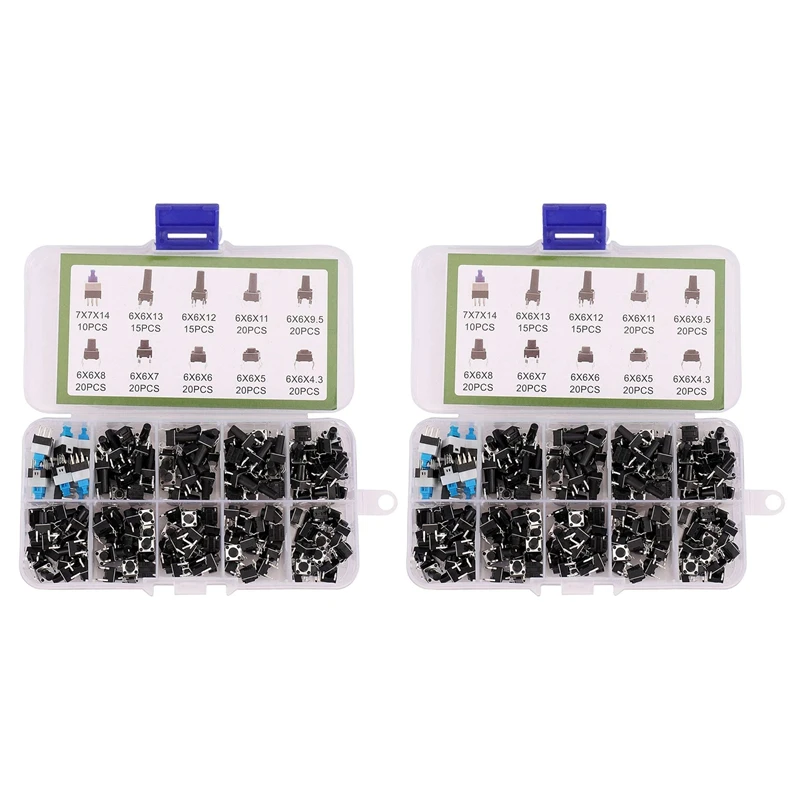 10 Kinds Values 360PCS Tactile Push Button Switch Micro-Trigger Mini Momentary Tact Assortment
10 Kinds Values 360PCS Tactile Push Button Switch Micro-Trigger Mini Momentary Tact Assortment