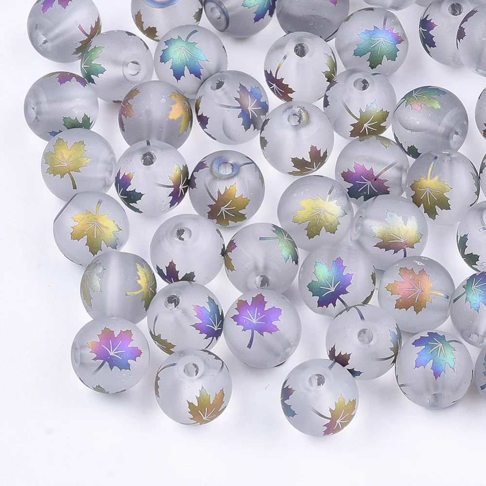 20PCS Electroplate Transparent Glass Beads Frosted Round with Maple Leaf Pattern Colorful 10mm Hole: 1.5mm
20PCS Electroplate Transparent Glass Beads Frosted Round with Maple Leaf Pattern Colorful 10mm Hole: 1.5mm