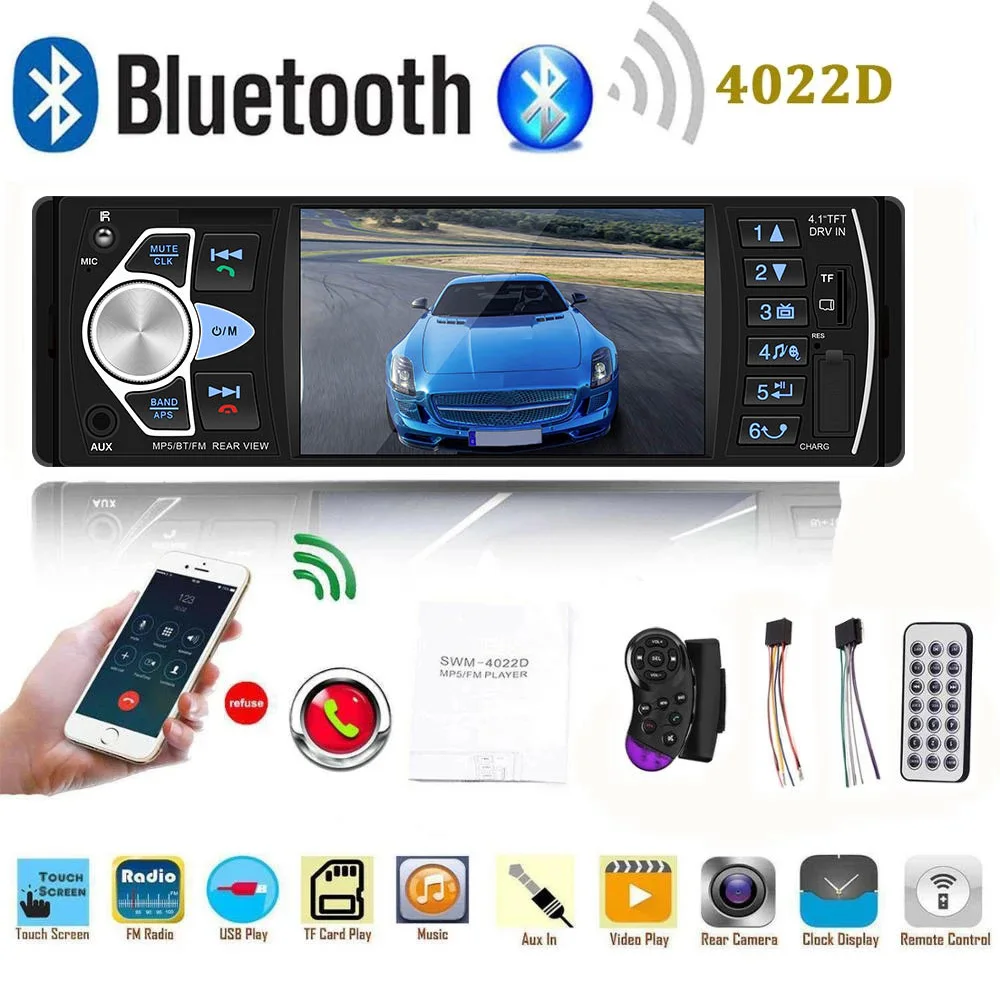 Автомагнитола 1Din с дисплеем, видеомонитором, Bluetooth, микрофоном и камерой заднего вида 
Автомагнитола 1Din с дисплеем, видеомонитором, Bluetooth, микрофоном и камерой заднего вида