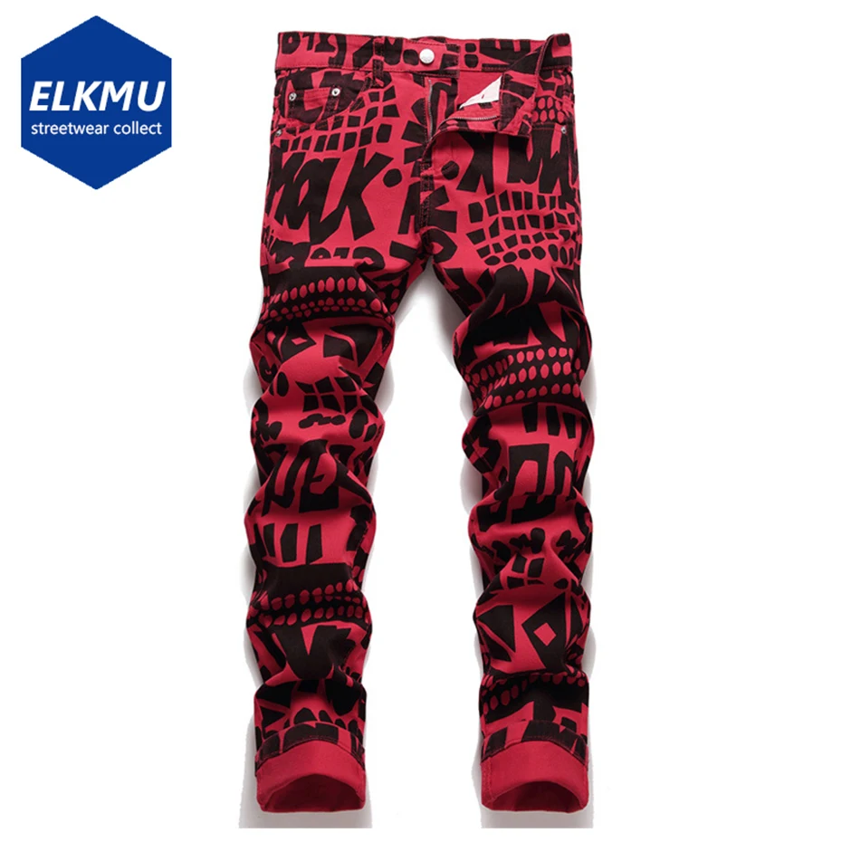 Printed Hip Hop Jeans Harajuku Streetwear Denim Pants Men Fashion Slim Red Jeans Digital Pattern Jeans for Male
Printed Hip Hop Jeans Harajuku Streetwear Denim Pants Men Fashion Slim Red Jeans Digital Pattern Jeans for Male
