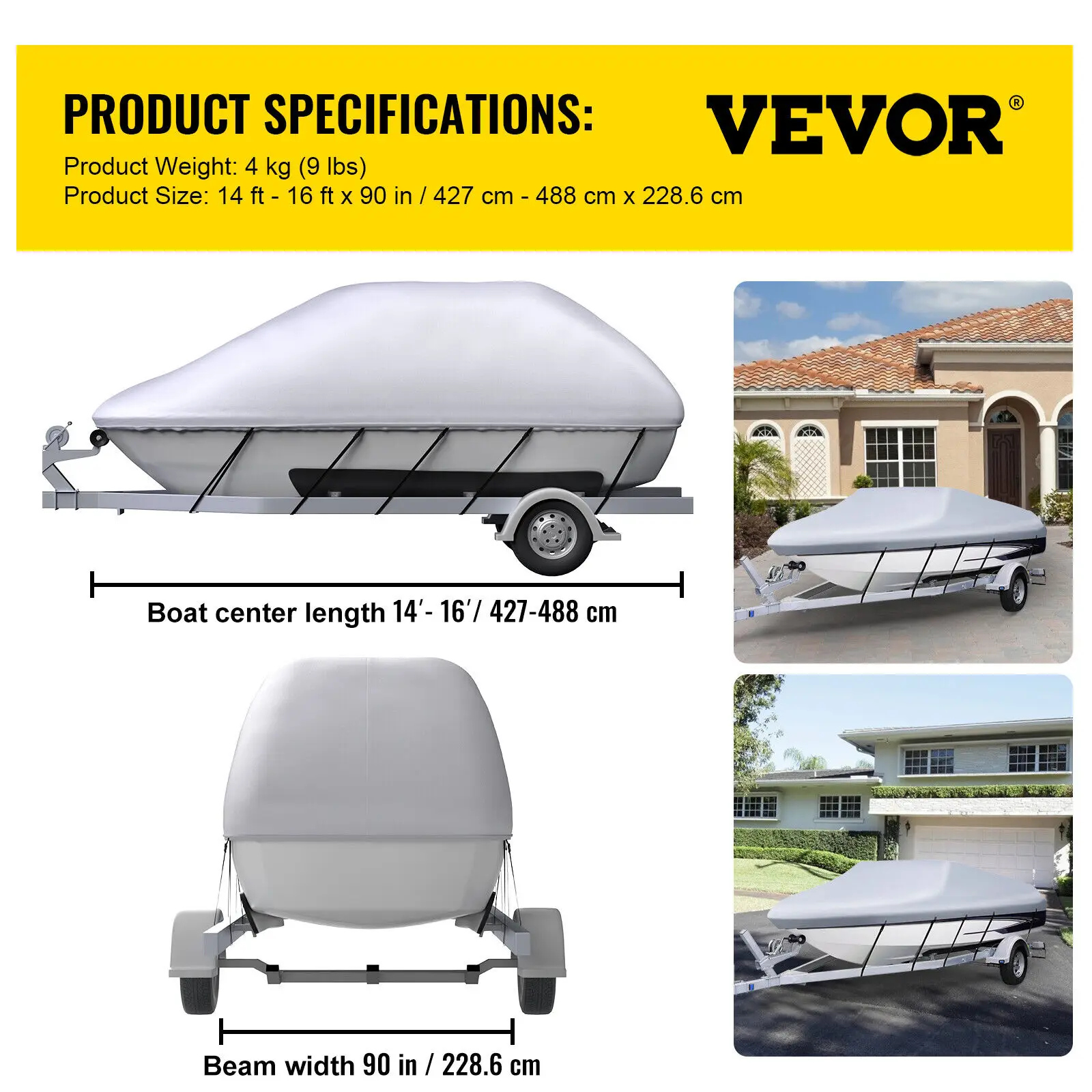 VEVOR Waterproof Boat Cover, 14'-16' Trailerable Boat Cover Heavy Duty 600D Marine Grade Polyester Mooring Cover
VEVOR Waterproof Boat Cover, 14'-16' Trailerable Boat Cover Heavy Duty 600D Marine Grade Polyester Mooring Cover