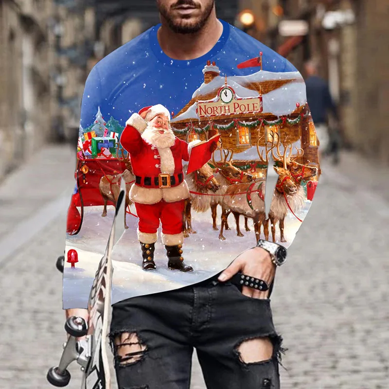 Футболка мужская с длинным рукавом, повседневный топ для рождественской вечеринки, с милым мультяшным принтом Санта-Клауса, лося, саней, ули...
Футболка мужская с длинным рукавом, повседневный топ для рождественской вечеринки, с милым мультяшным принтом Санта-Клауса, лося, саней, ули...