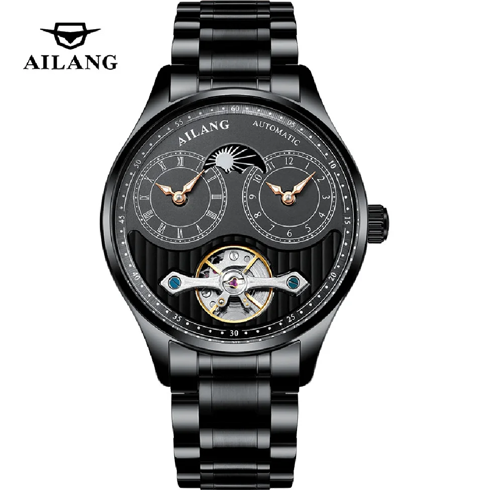 AILANG 2023 Fashion Men Black All Steel Trendy Mechanical Mens Watch Luminous Hollow Waterproof Watches Automatic Watches 8607 
AILANG 2023 Fashion Men Black All Steel Trendy Mechanical Mens Watch Luminous Hollow Waterproof Watches Automatic Watches 8607